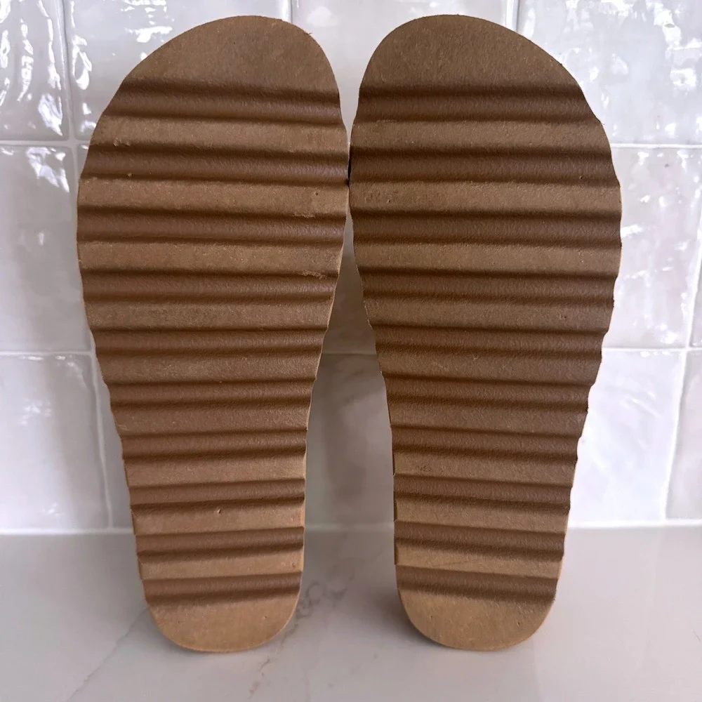 Reef Cushion Vista Hi Sandals Women 6 Cream Woven Cork Platform Slide Wedge